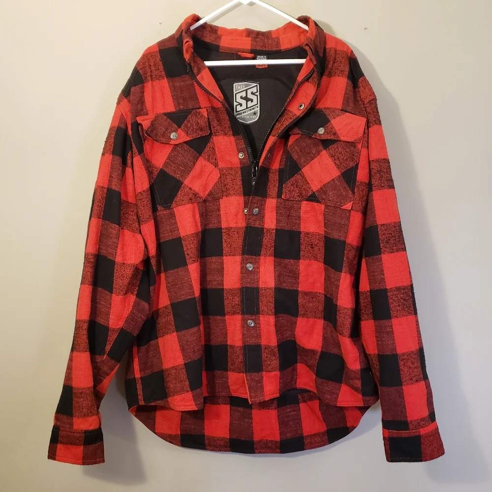 Women's Armoured Motorcycle Riding Shirt Red Flannel 2X Speed & Strength - Picture 1 of 9